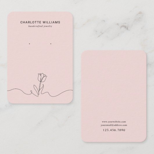 Minimalistische Roze Tulp Sieraden Display Kaart Visitekaartje (Voorkant / Achterkant)