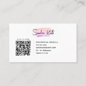 Minimalistische Roze Waterverf QR Code Schoonheid Visitekaartje (Achterkant)