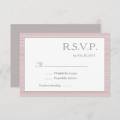 Minimalistische roze witte grijze strepen rsvp kaart (Voorkant / Achterkant)