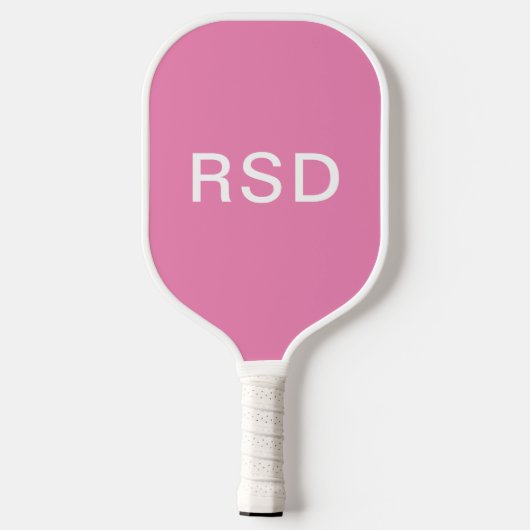 Minimalistische Roze Witte Monogram Initialen Pickleball Paddle (Achterkant)