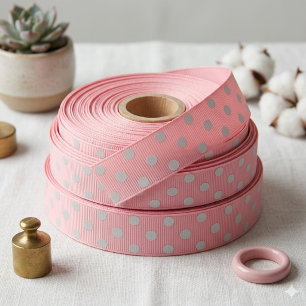 Minimalistische roze witte polkadot lint
