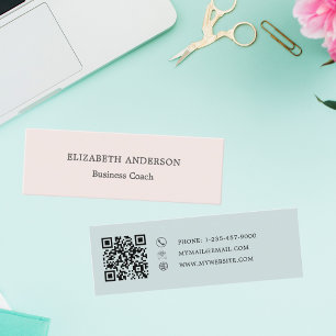 Minimalistische Roze Zeeschuim Gedempte Salie Mini Visitekaartje