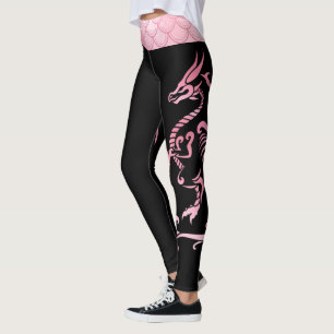 Minimalistische roze zwarte iriserende schalen Dra Leggings