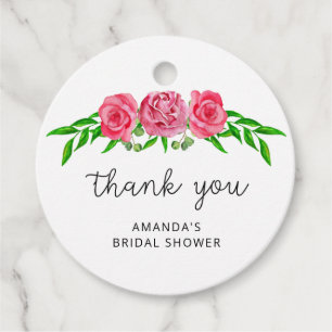 Minimalistische rozen bruidsshower favor tags bedankjes labels