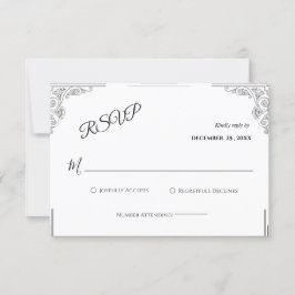 Minimalistische RSVP-Kaart voor zwart-witbruiloft RSVP Kaartje