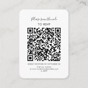 Minimalistische RSVP met QR-code-script Informatiekaartje
