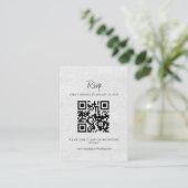 Minimalistische RSVP QR Code bruiloft uitnodiging Informatiekaartje (Staand voorkant)