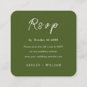 Minimalistische RSVP website QR code Moss Green br Informatiekaartje (Voorkant)