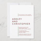 Minimalistische Ruby Rode Geïsoleerde Namen Bruilo Kaart (Voorkant)