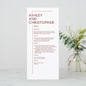 Minimalistische Ruby Rode Geïsoleerde Namen Bruilo Menu (Staand voorkant)