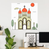 Minimalistische Russisch-Orthodoxe Kerk Poster (Thuiskantoor)