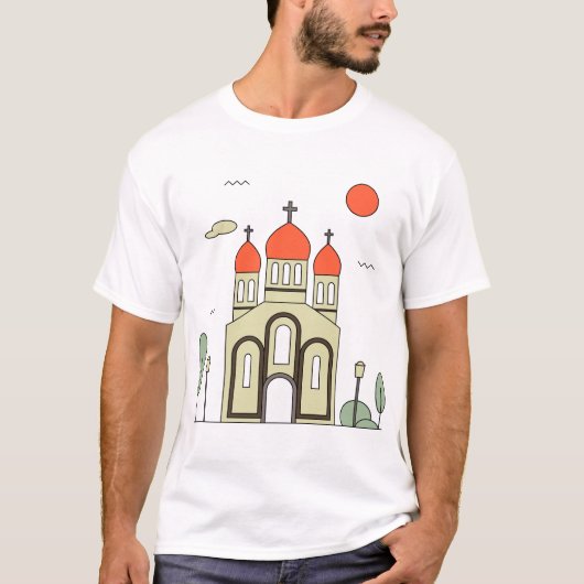Minimalistische Russisch-Orthodoxe Kerk T-shirt (Voorkant)