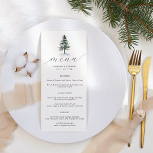 Minimalistische rustieke dennenboom bruiloft menu