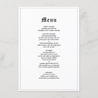Minimalistische rustieke gotische elegante bruilof menu