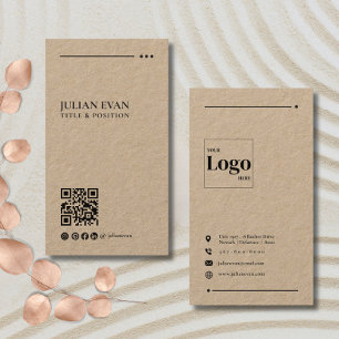Minimalistische rustieke Kraft Brow Paper QR-code Visitekaartje