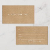 Minimalistische Rustieke Kraft Cadeaudoos Klantenkaartje (Voorkant / Achterkant)
