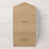 Minimalistische Rustieke Kraft Monogram Huwelijk All In One Uitnodiging (Buitenkant)