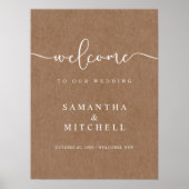 Minimalistische Rustieke Kraft Welkomstbord Poster (Voorkant)