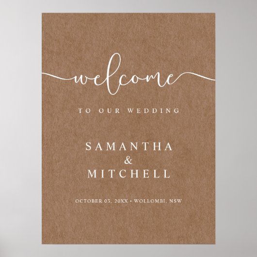 Minimalistische Rustieke Kraft Welkomstbord Poster (Voorkant)