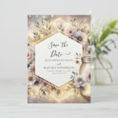 Minimalistische rustieke Mason Jar bruiloft Save The Date (Staand voorkant)