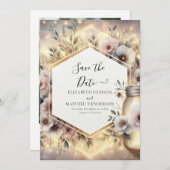 Minimalistische rustieke Mason Jar bruiloft Save The Date (Voorkant / Achterkant)