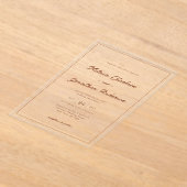 Minimalistische rustieke Terracotta Script Border  Acryl Uitnodigingen (Laagn)