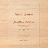 Minimalistische rustieke Terracotta Script Border  Acryl Uitnodigingen (Voorkant)