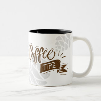 Minimalistische rustieke Typografie koffie tijd ge Tweekleurige Koffiemok