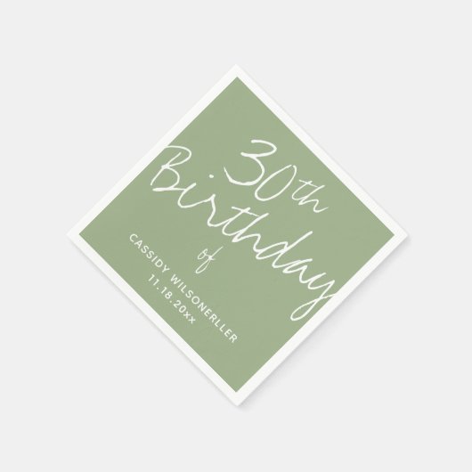Minimalistische Sage 30e verjaardag Servet (Hoek)
