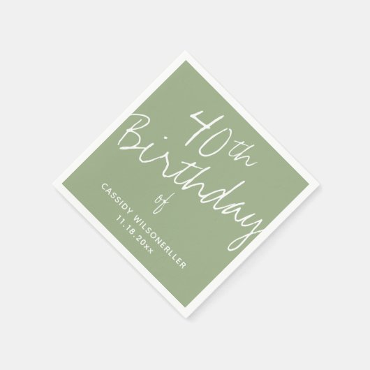 Minimalistische Sage 40e verjaardag Servet (Hoek)