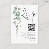 Minimalistische Sage Eucalyptus QR Code Bruiloft R Informatiekaartje (Voorkant)