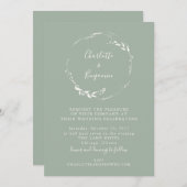 Minimalistische Sage Floral Wreath Calligraphy Wed Kaart (Voorkant / Achterkant)
