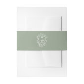 Minimalistische Sage Green Bloemen Monogram Huweli Uitnodigingen Wikkel (Voorkant Voorbeeld)