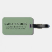 Minimalistische Sage Green Custom Black Typografie Bagagelabel (Achterkant horizontaal)