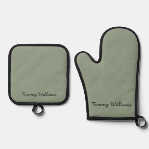 Minimalistische Sage Green Professional Eenvoudig Ovenwant & Pannenlap Set