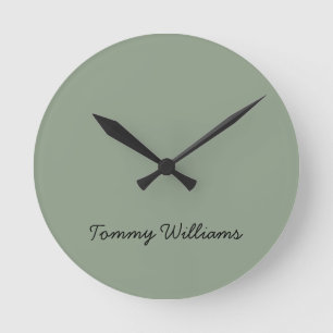 Minimalistische Sage Green Professional Eenvoudig Ronde Klok