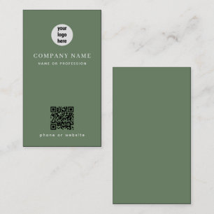 Minimalistische Sage Green QR-code Visitekaartje