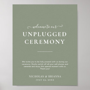Minimalistische Sage Green Unplugged Boho Wedding Poster