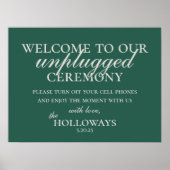 Minimalistische Sage Green Unplugged Wedding Cerem Poster (Voorkant)