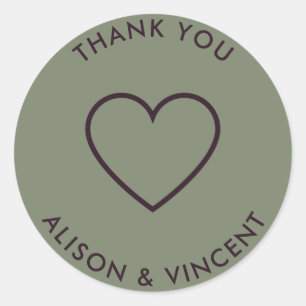 Minimalistische Sage Green Weddenschap Hartelijk d Ronde Sticker