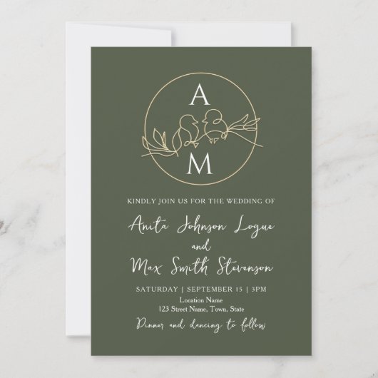 Minimalistische Sage Green Wedding Kaart (Voorkant)