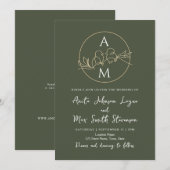 Minimalistische Sage Green Wedding Kaart (Voorkant / Achterkant)