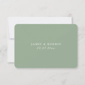 Minimalistische Sage Green Wedding RSVP Kaart (Achterkant)