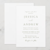 Minimalistische Sage Groen & Wit Bruiloft Kaart (Voorkant / Achterkant)