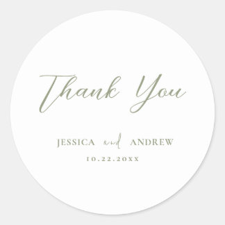 Minimalistische Sage Groen & Wit Eenvoudige Bruilo Ronde Sticker