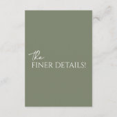 Minimalistische Sage Groene Boho Unieke Bruiloft D Informatiekaartje (Achterkant)