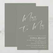 Minimalistische Sage Groene Bruidsdouche Uitnodigi Kaart (Voorkant / Achterkant)