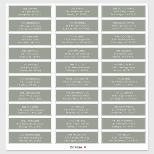 Minimalistische Sage Groene Bruiloft Gast Adreseti Sticker (Vel)
