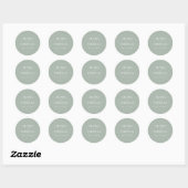 Minimalistische Sage Groene Moderne Bruiloft Ronde Sticker (Vel)