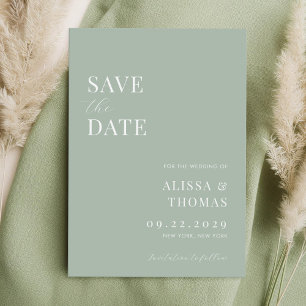 Minimalistische Sage Groene Moderne Bruiloft Save The Date